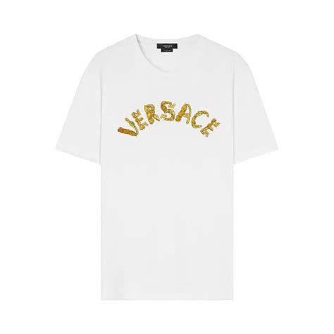 t shirt versace n altro litro|Versace Logo Embroidered Jersey T.